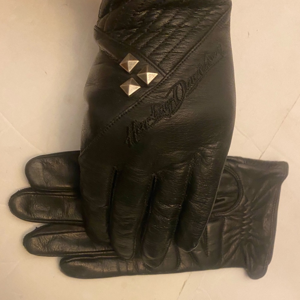 Harley Davidson Ladies Large Embroidered Studded Leather Gloves